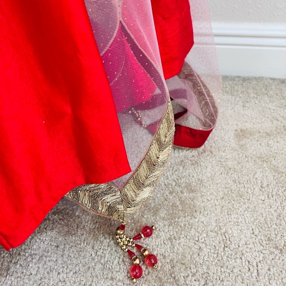 Red Anarkali gown or dress with dupatta and matching bottom - Picture 11 of 13